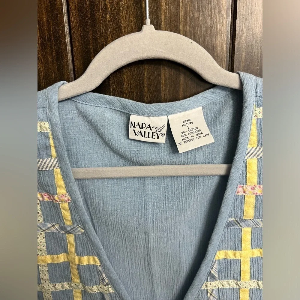 Vintage 1990s Women's Vest Cottage Core Napa Valley Lattice Patchwork-Size:L